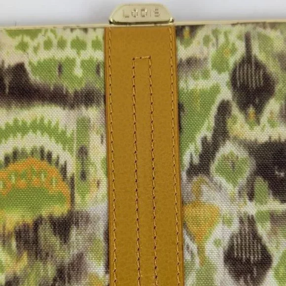 476. EUC Lodis Retro Inspired Green Yellow and Brown Vegan Leather Wallet/Clutch - Picture 3 of 7